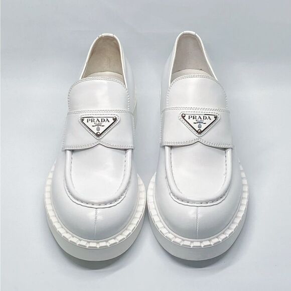 Prada Spazzolato Logo Platform Leather Loafers size 39 - Picture 4 of 14